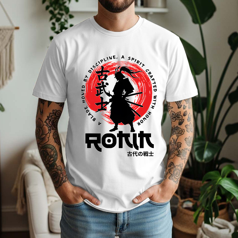 2026 メンズカジュアルオーバーサイズ Tシャツ綿 100% 古代戦士サムライ日本武士道夏半袖