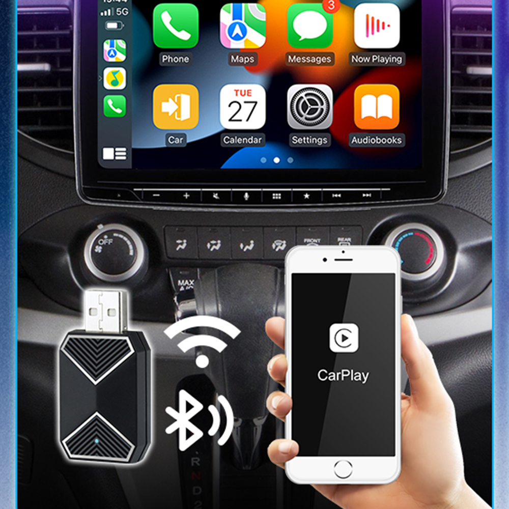 2 IN 1 有線 - ワイヤレス CarPlay Android Auto アダプター USB ドングル スマート ミニボックス プラグ