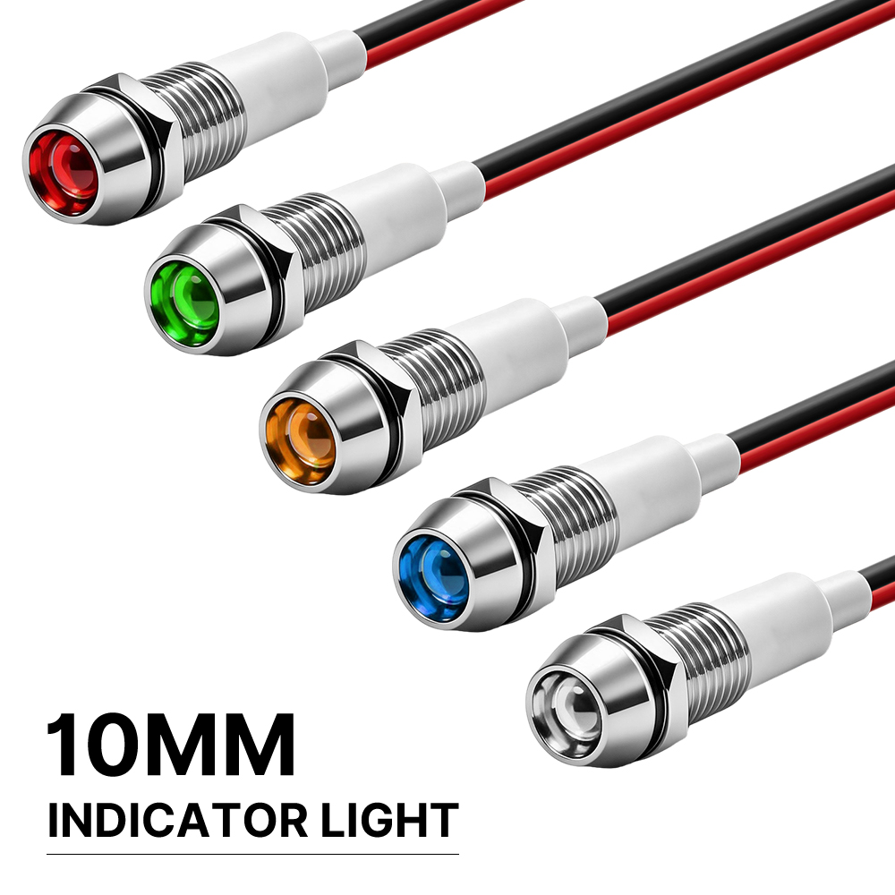 FILN 5/25 個 10 ミリメートル金属インジケータライト IP67 低出力防水 Litts 12v-24v ダッシュボード信号ランプ DIY 車マリンボート用