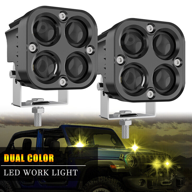 2 個 3 インチミニ LED ワークライトスクエアカーイエローホワイトスポットライト 12V 24V オフロードフォグランプボートトラック 4X4 SUV 車アクセサリー