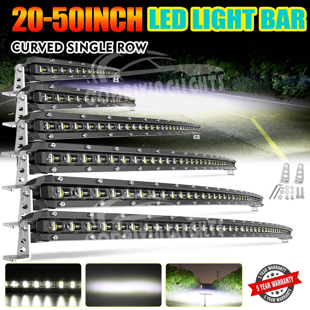 UNISHINE スリム LED ライトバー湾曲 20-50 インチ 12V 24V 白色 LED ワークライトスポットフラッドコンボビームトラクター車 UTV ボートピックアップ
