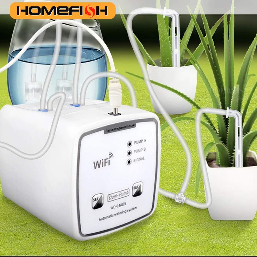 WIFI インテリジェント散水装置ダブルポンプ時限式自動点滴灌漑システムリモート APPController 園芸植物の花用