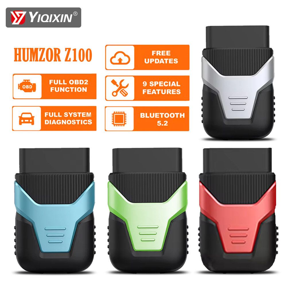 HUMZOR Z100 OBD2 スキャナ車診断ツール双方向テストフルシステム Bluetooth 5.2 チップリーダー消去コード無料アップグレード
