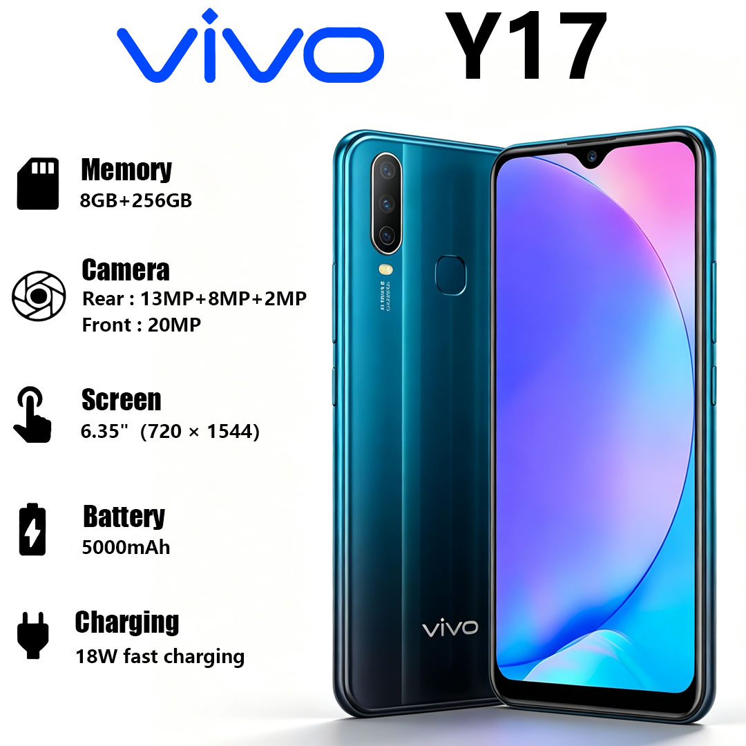 VIVO Y17 4G 格安スマートフォン 6.35 インチ大画面 5000mAh バッテリー 13MP メインカメラデュアル SIM グローバルバージョン携帯電話 8 256GB