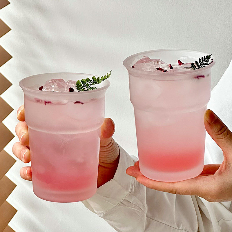 ガラスカップ ジュース ミルク コーヒー マグ アイス コーヒー カップ 装飾用ウォーター カップ 箸置きおよびバー用品 キッチン デスク アクセサリー
