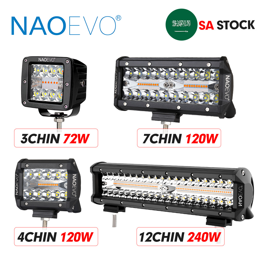 NAOEVO 3''4''7''12インチ 4x4 オフロード LED ライトバー 12v 240 ワットフォグランニング Led ワークライト 6 モードメモリ機能トラクタージープ用