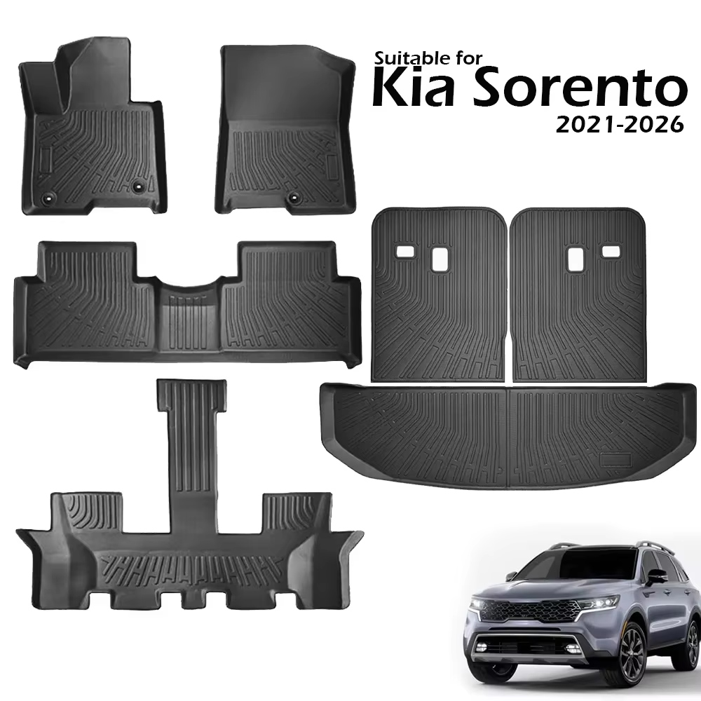 全天候型フロアマット カーゴライナー 2021 - 2025 2026 Kia Sorento ハイブリッド TPE 車のトランクマット バックレストパッド付き PHEV