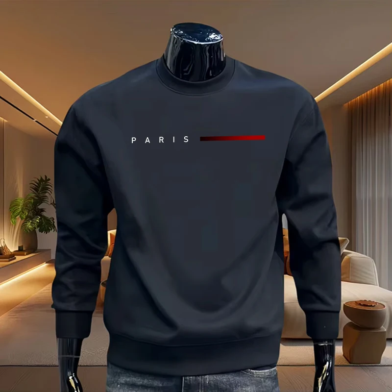2025 秋暖かいソフト長袖 Tシャツカジュアルファッションメンズ O ネックパーカーハイグレード春男性ホーム屋外プルオーバー