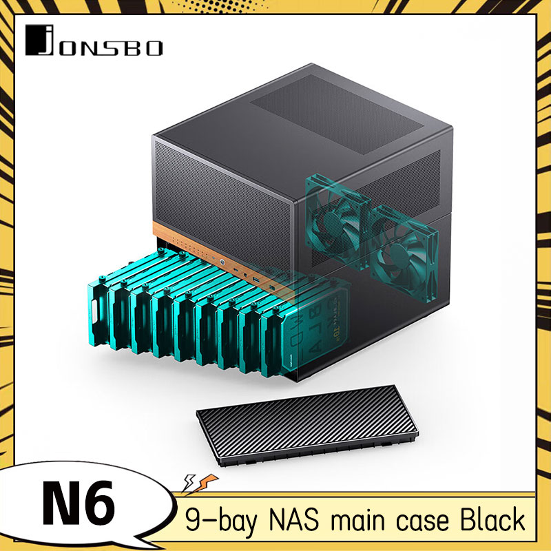 Jonsbo N6 コンピュータケース 9 ベイ NAS メインケース MATX デスクトップコンピュータ 9 ハードドライブスロットサポート 240 水冷 ITX コンピュータケース