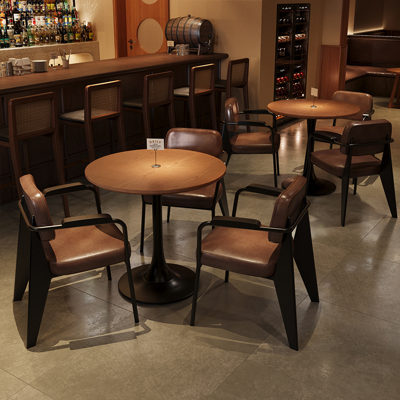 カスタム商業木製ホテルダイニングテーブル椅子セットカフェコーヒーショップ木製テーブルレストラン家具