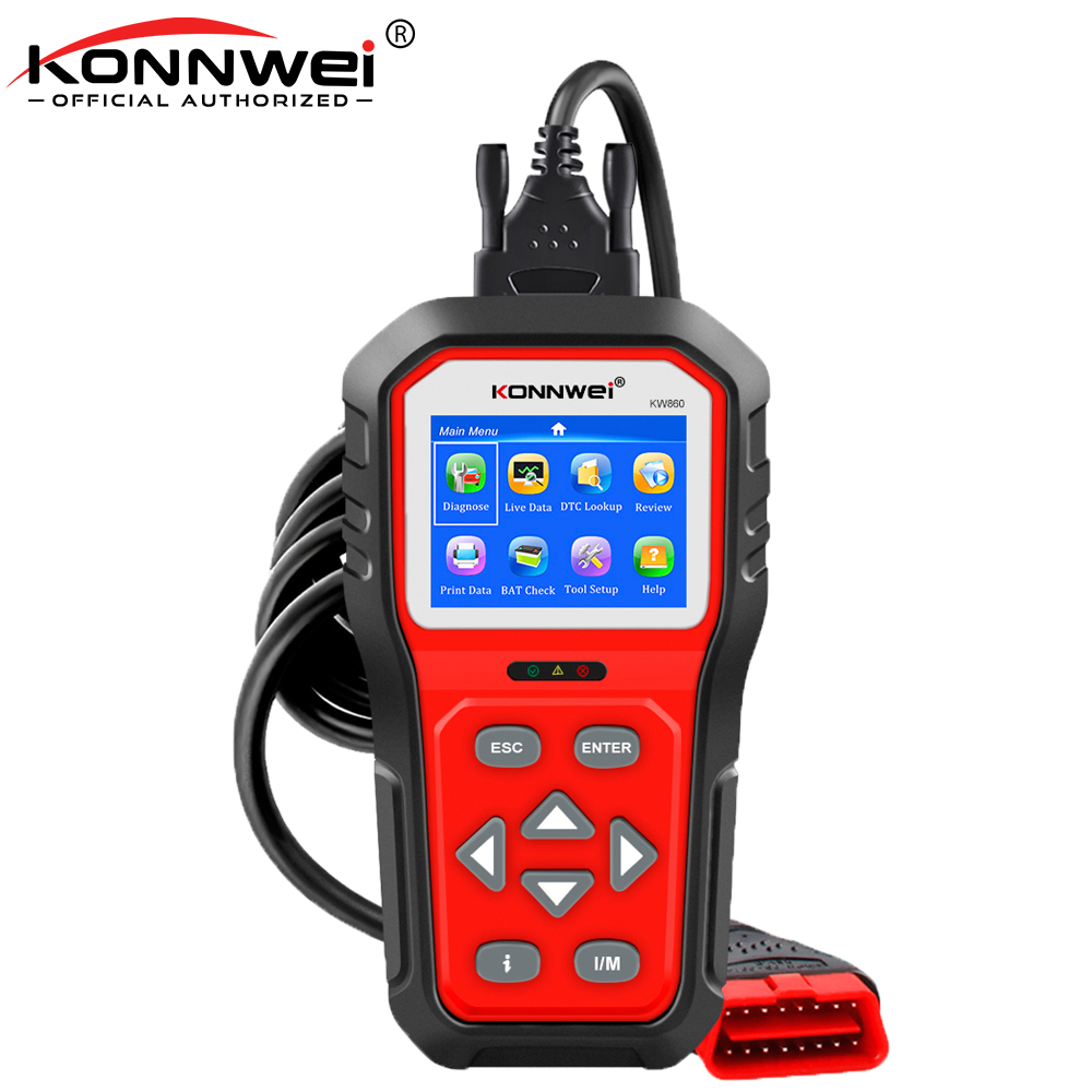 KONNWEI KW860 obd2 診断ツールプロフェッショナルと車用バッテリーテスター I/M 準備オイルランプエラーコードリーダー車のツール
