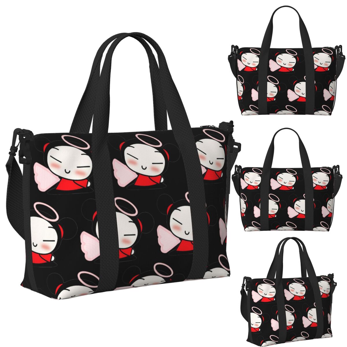 漫画 Pucca ビーチトラベルバッグ大容量トートバッグジムスポーツ女性ショッピングダッフルショルダーバッグ