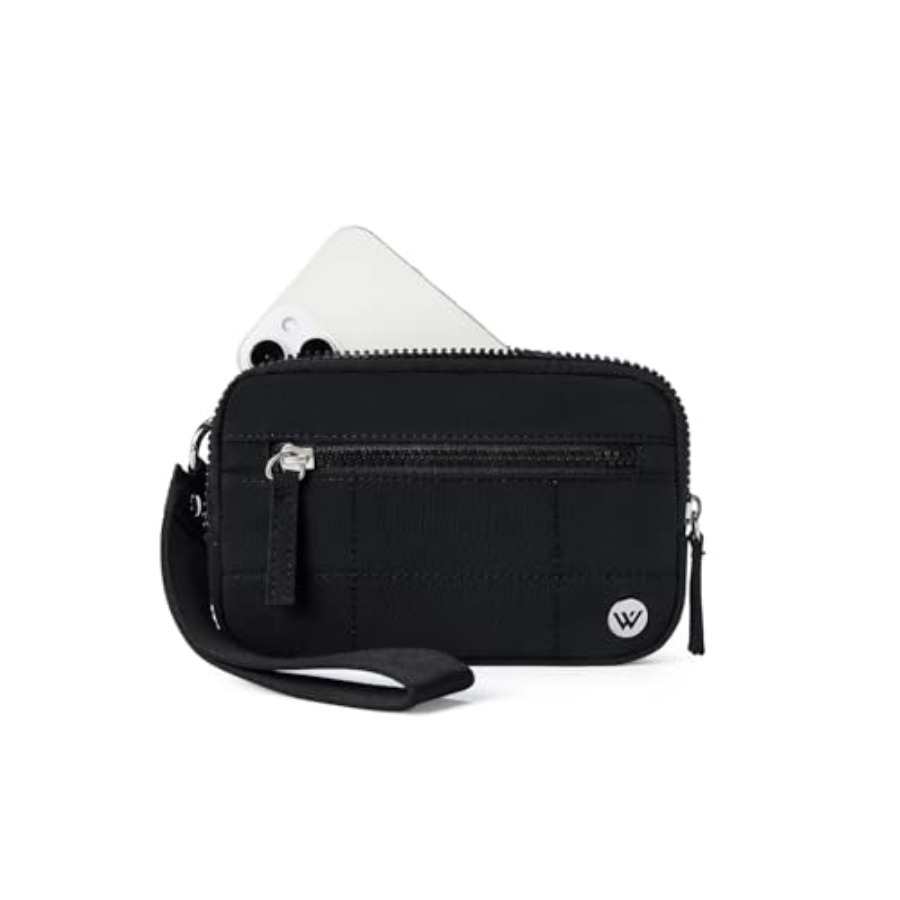 WESTBRONCO 女性用リストレットウォレット RFID ブロッキングキルティングナイロン電話財布、旅行や日常使用のためのカードホルダー財布