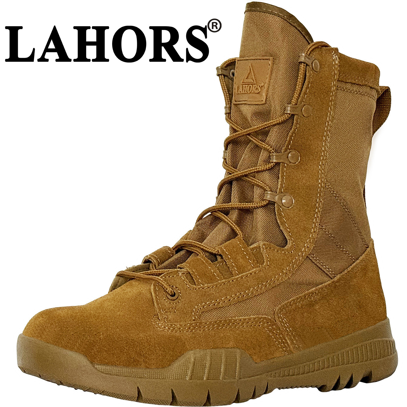 LAHORS® ハイトップ メンズ レザー ハイキング ワーク ブーツ ジッパー付き 滑り止め 軽量 コンバット