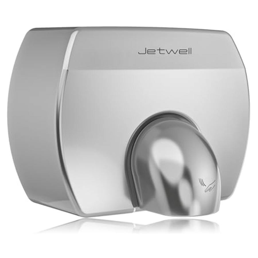 トイレ用業務用ハンドドライヤー、つや消しシルバーのステンレスカバー、高速温風乾燥、有線 AC110V-130V