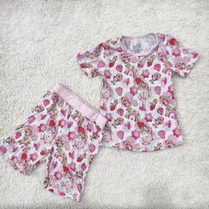 RTS ミステリーボックス入り女児用竹繊維パジャマセット 西洋風プリントのキャラクター柄 女児用Tシャツ＆ショートパンツセット 女児服