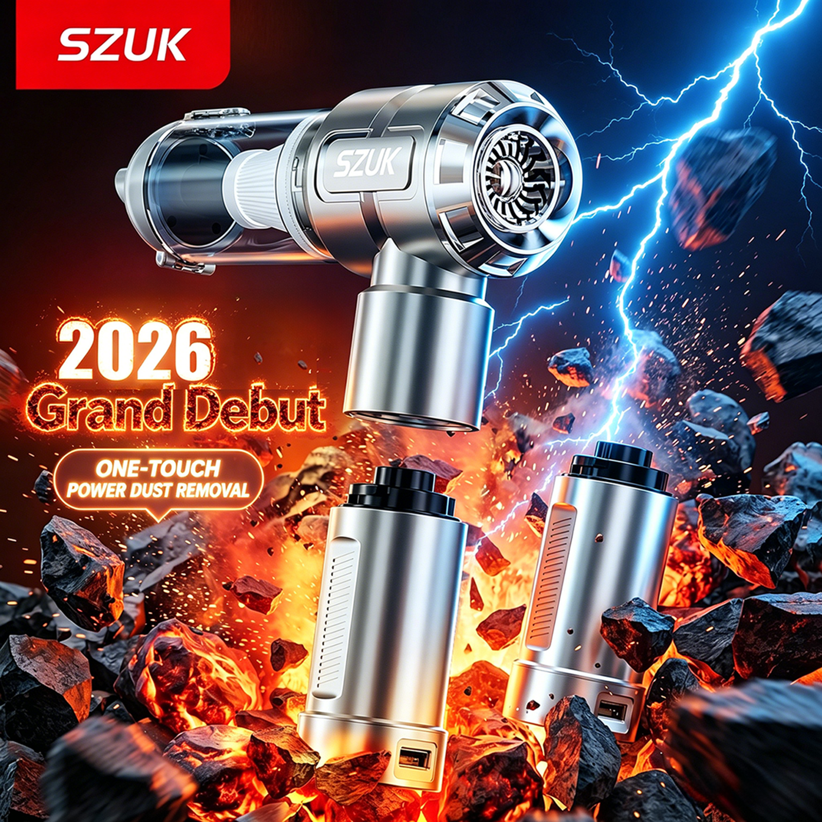 SZUK 新しい強力なハンドヘルド車の掃除機 2026 ワイヤレスポータブルクリーナー LED ライト付きミニ強力な車用掃除機