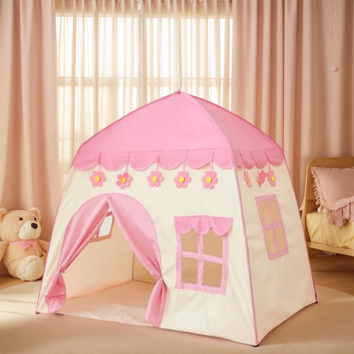 [アウトドアレクリエーション]子供用パーティーゲームテント、黄色い星のデザインの青いプレイハウスおもちゃ、プリンセス女の子のおとぎ話のおもちゃの城、ビーチテント、男の子と女の子へのホリデーギフト、クリスマスギフト、アクセサリー