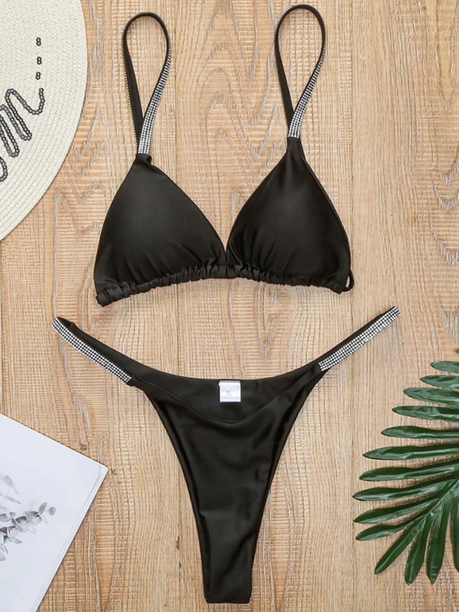 セクシーな光沢のあるスパンコールミニマイクロ Tバックビキニ女性水着女性水着 2 個ビキニセットブラジル水着水泳女性