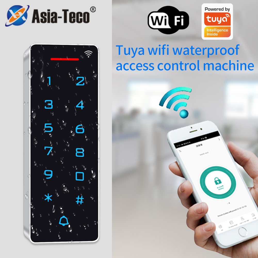 WIFI スマートアプリドアアクセス制御デジタルキーパッド RFID 125Khz IP67 バックライトカードリーダー Wiegand 入力は tuya アプリで動作します