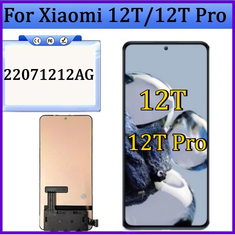 新しい TFT/OLED Xiaomi 12T LCD 22071212AG ディスプレイタッチスクリーンデジタイザアセンブリ Xiaomi Mi 12t Pro LCD ディスプレイ用
