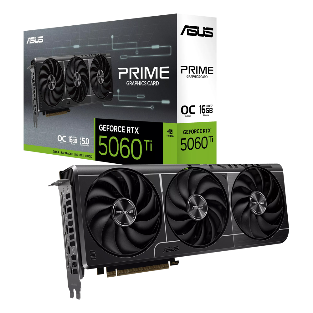 ASUS PRIME GeForce RTX 5060 Ti 16GB GDDR7 オーバークロックグラフィックカード 2647MHz 28Gbps PCIe 5.0 ゲーミングビデオカード