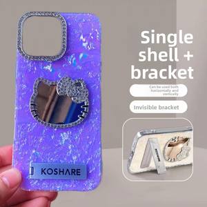 K277 メイクアップミラーケース兼スマホスタンド付きケースは、iPhone 11、12、13、14を使用するおしゃれな女性に最適です。