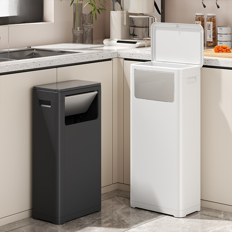 Touchless Motion Sensor Trash Can Dual Lid Hands Free Kitchen Large Capacity Outdoor Commercial Garbage Bin Lixeira Banheiro
