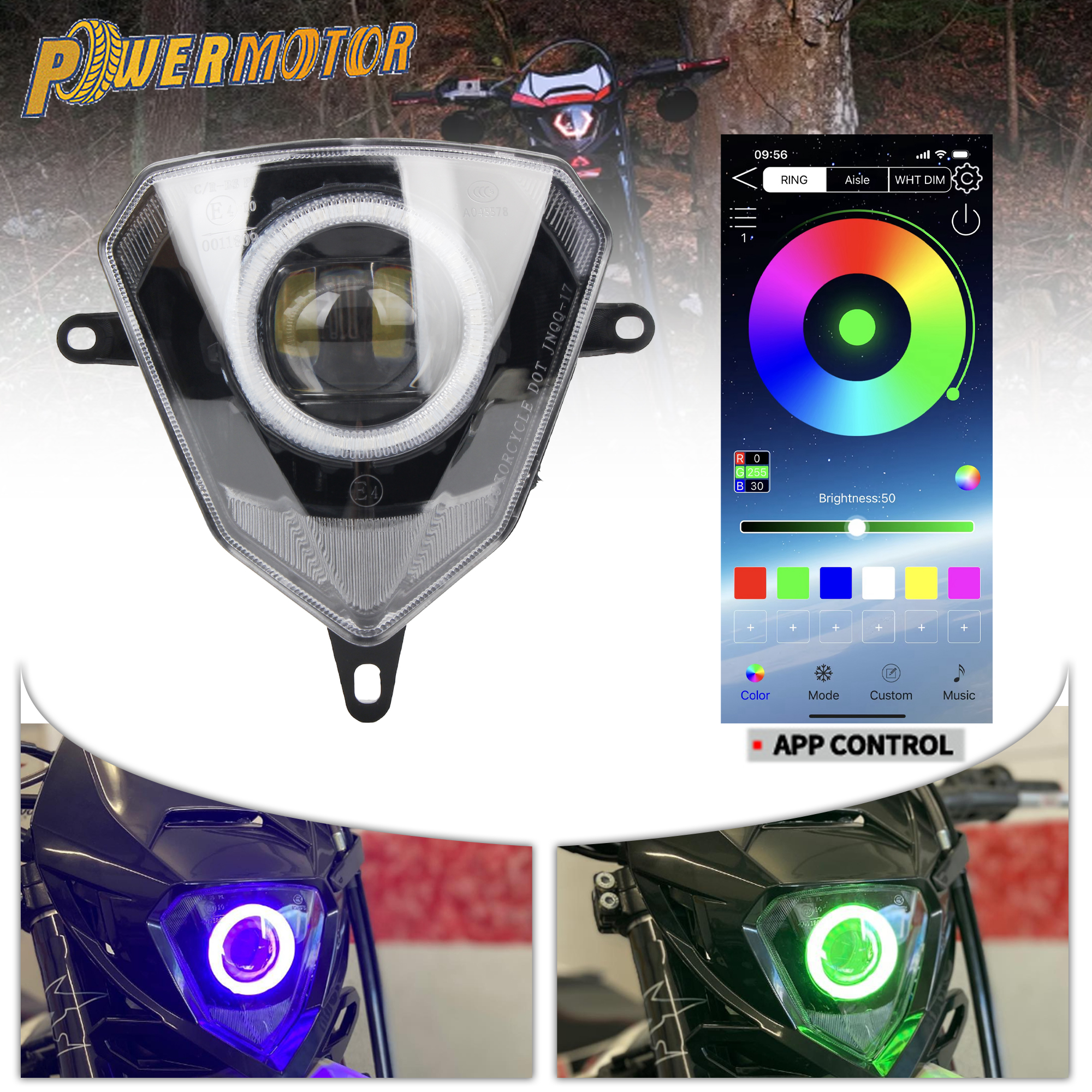 オートバイ LED ヘッドライトアプリ制御 RGB ベータ RR 125-480 2010-2023 125-50 LC Xtrainer 250/300 E-Mark DirtBike Supermoto パーツ用