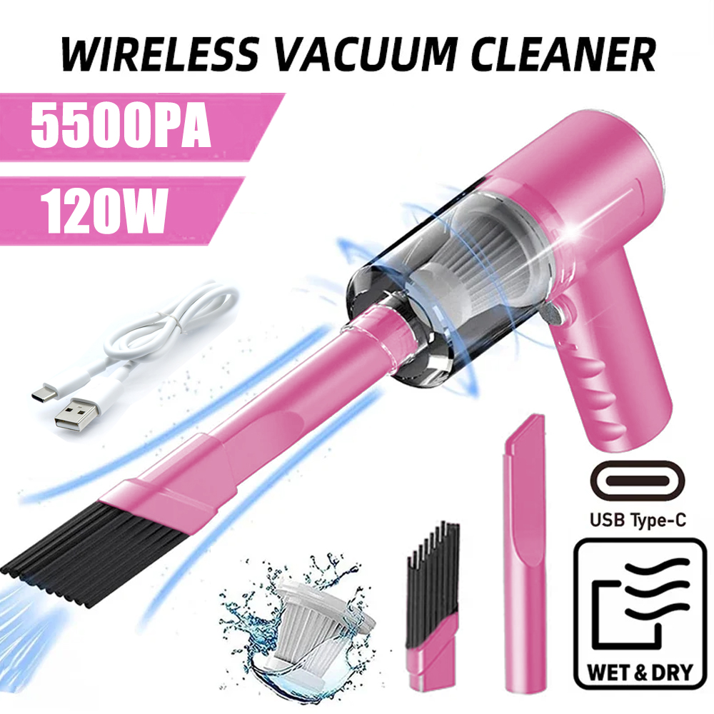 1pc ピンク 3 で 1 統合吸引と吹出真空組み合わせ掃除機 USB 充電小型車家庭用掃除機