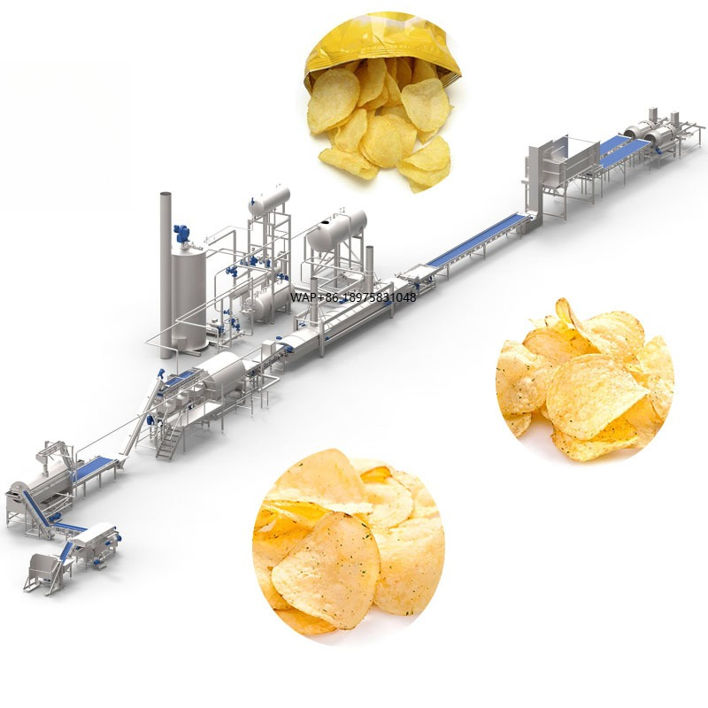 300kg/h、500kg/hの高効率スナックポテトチップス生産ライン