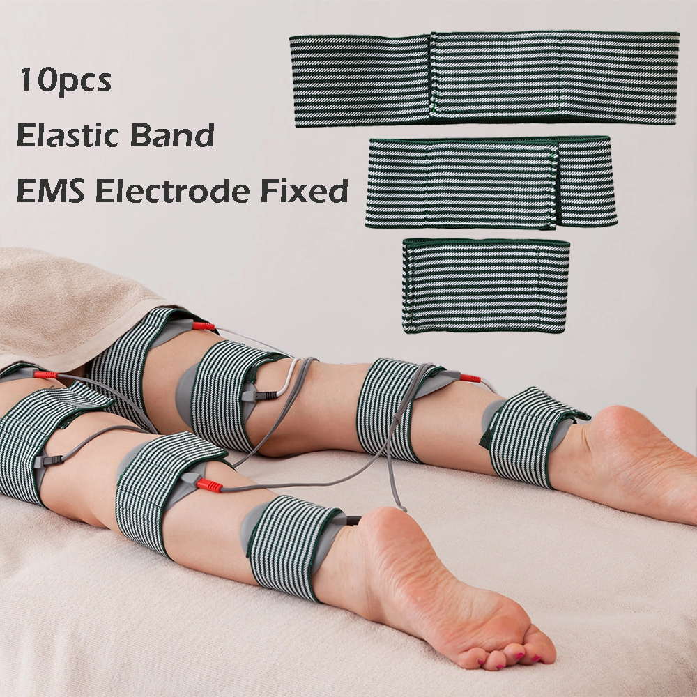 調節可能な EMS 電極パッド固定ストラップ 10 個の弾性バンド電気筋肉刺激装置 TENS ボディ痩身マシン