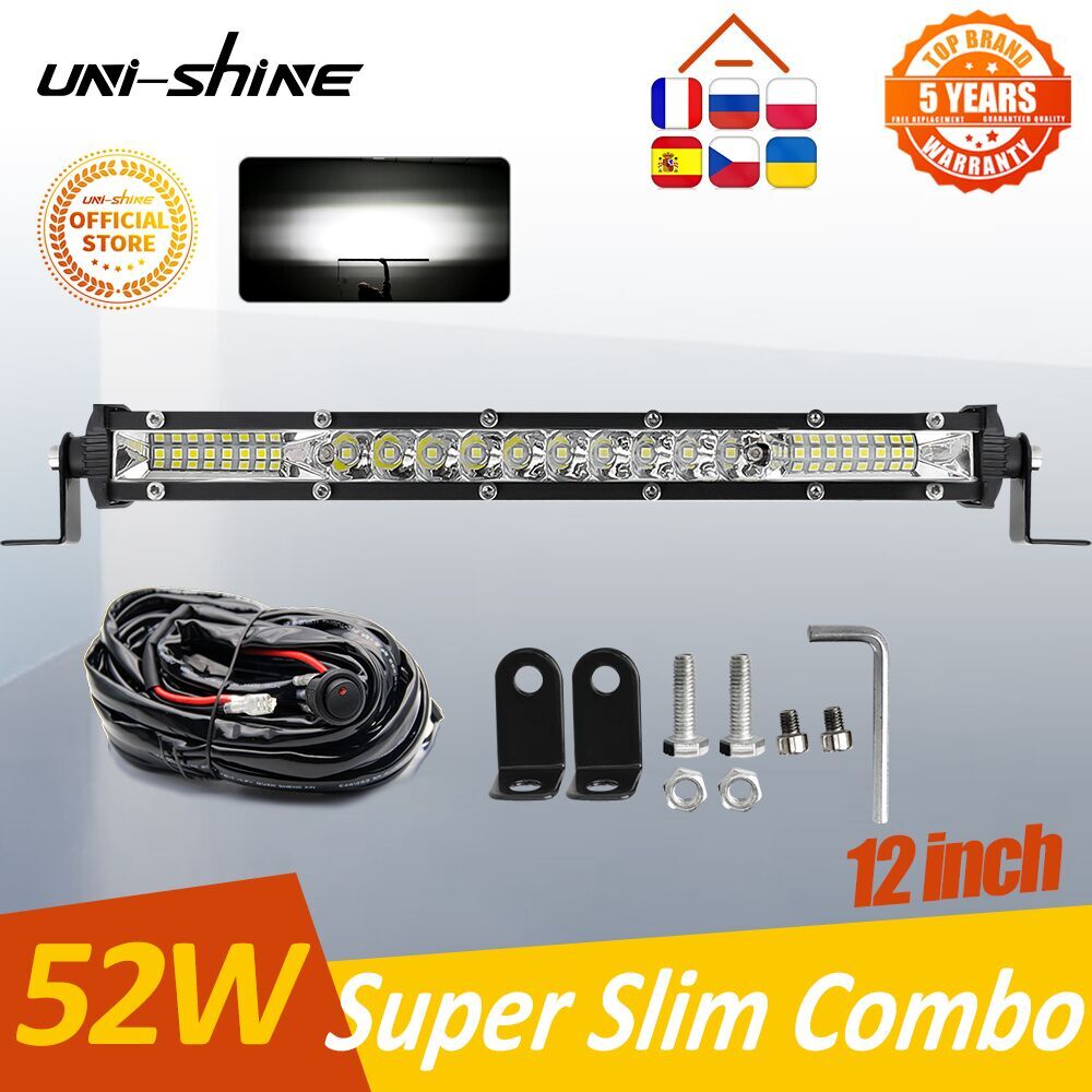 UNI-SHINE 12 "LED ワークライト 54 ワットコンボ LED ビームライトバー DRL 自動オフロードドライビングライト Lada ATV 4X4 12V 24V 車のレトロフィット