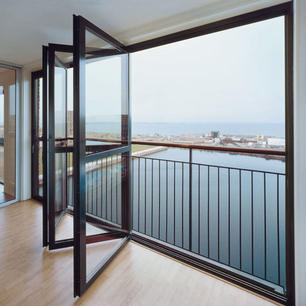 Windproof and Rainproof Balcony Folding Door Affordable Accordion Folding Doors Save Space Double Layer Glass Fold Up Doors