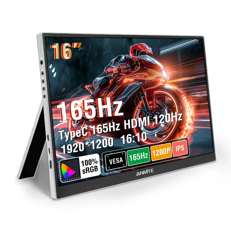 16インチ 144Hz ポータブルモニター 1920*1200 解像度、100% sRGB、300Cd/m² 輝度、ラップトップ、携帯電話に最適