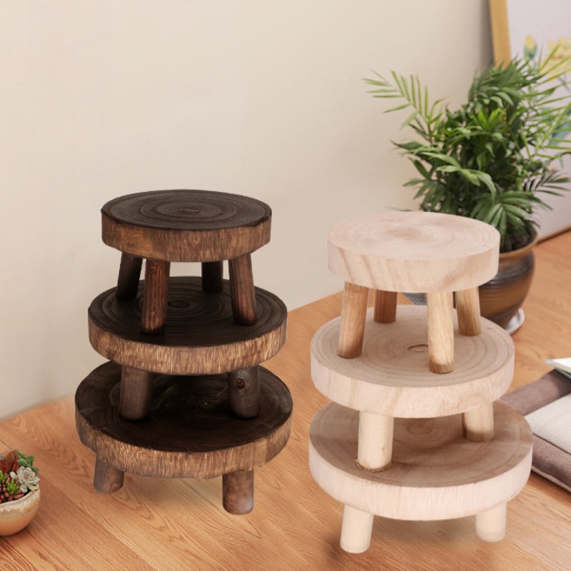 木製植物スタンド植木鉢ベースホルダースツール屋内屋外庭多肉植物ポットトレイフラワーディスプレイ植物スタンド SmallStool