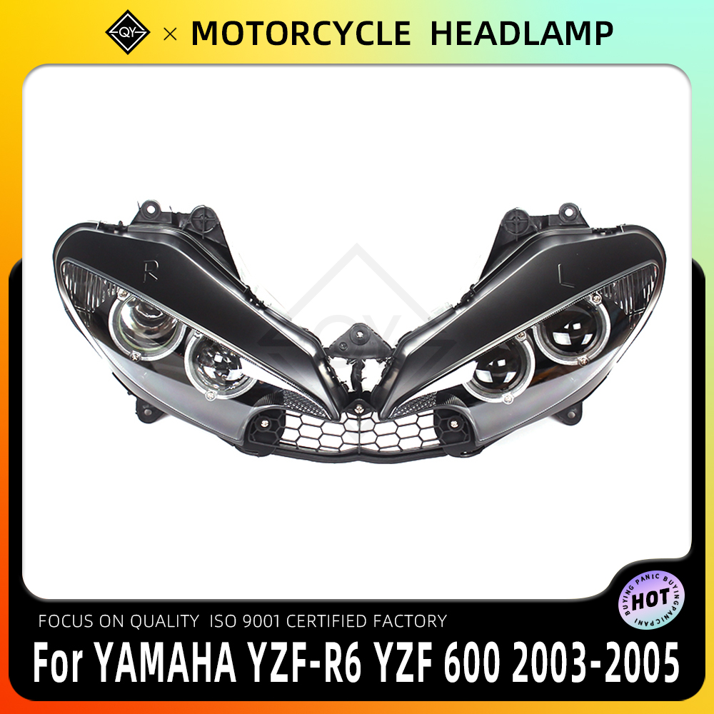 LQYL オートバイヘッドライトヘッドランプヘッドライトランプアセンブリヤマハ YZF 600 YZF-R6 2003 2004 2005 YZF R6 03 04 05 03-05