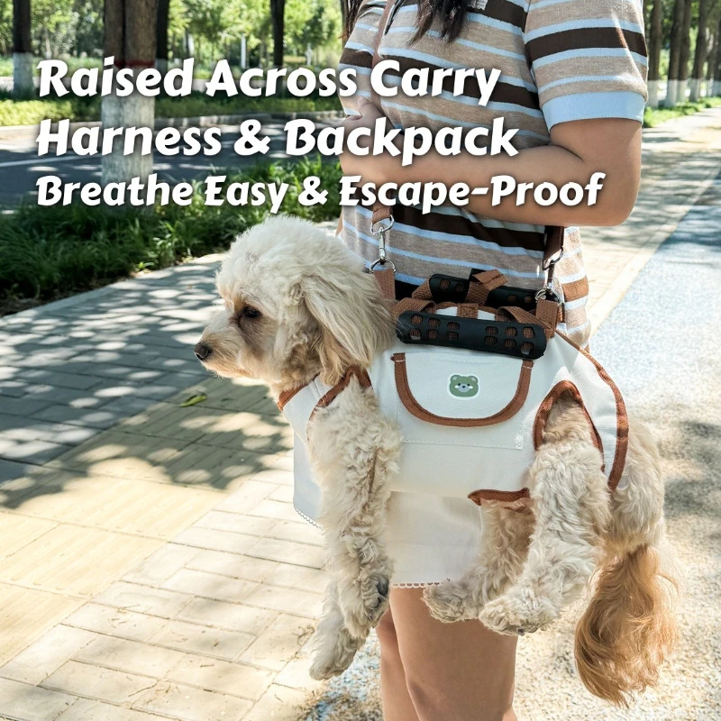 エアリフト キャリー ハーネス 犬用バックパック - 小型犬用の呼吸しやすい引っ張らないリード、脱走防止