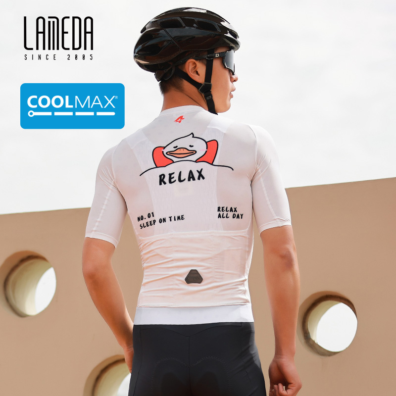LAMEDA プロフェッショナルサイクリングジャージ CoolMax 速乾男性半袖白通気性夏タイトトップ自転車トレーナー R