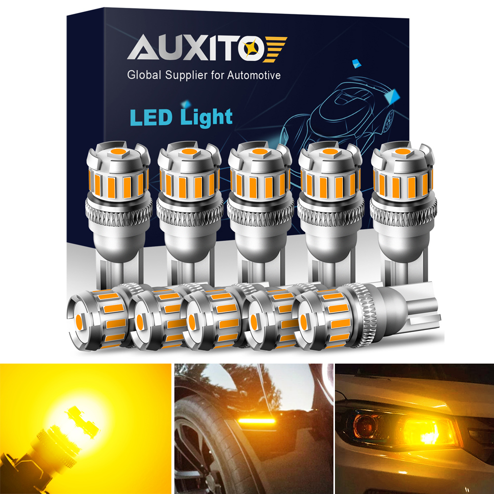 AUXITO 10x T10 アンバー LED CANBUS W5W LED エラーなし信号ランプ 駐車場サイドマーカーライト ドーム トランク インテリア ライト 赤 黄