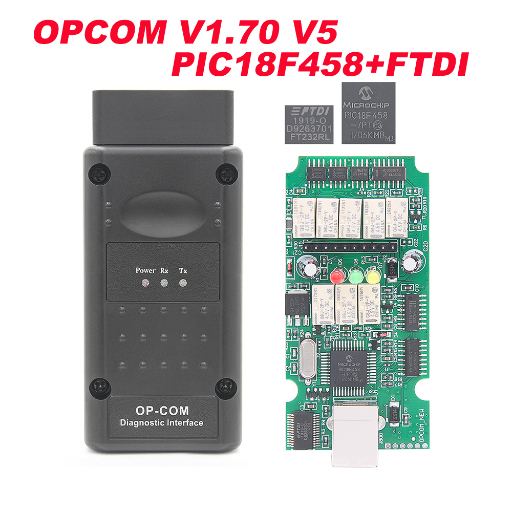 オペル 2021 OPCOM 1.70 V5 フラッシュファームウェア更新車の診断ケーブル OP COM FTDI PIC18F458 CAN バス OBD2 スキャナ自動ツール