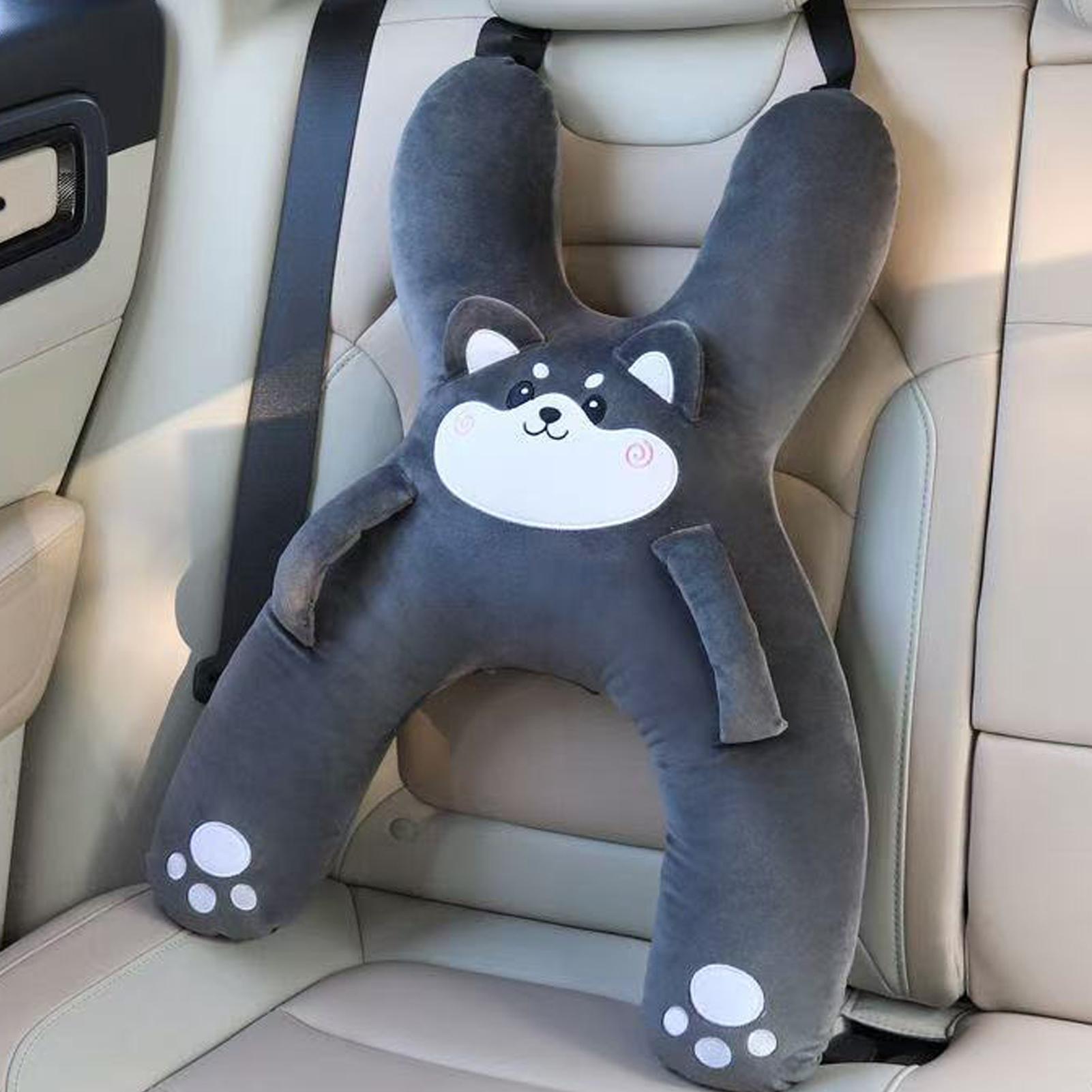 車用ネックピロー シートベルト付き 安全睡眠 子供用 後部座席の前傾防止 長距離旅行中の快適な睡眠をサポート