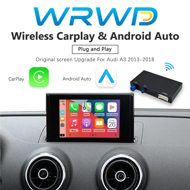 ワイヤレス Carplay Android 自動ロスレスインストールインターフェイスアウディ A3 A4 A5 Q2 Q5L Q7 2014-2018 リアカメラ車の再生モジュール