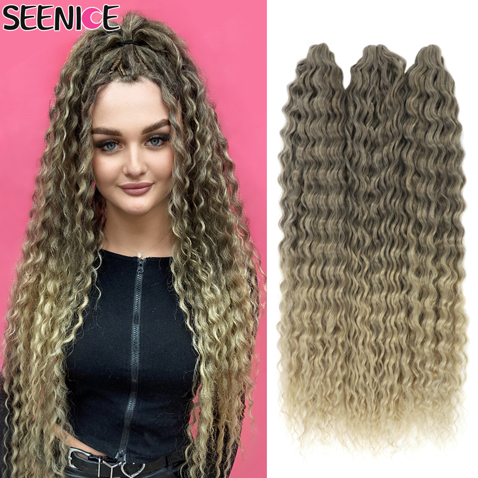 アリエルカールヘアディープツイストかぎ針編みヘア合成三つ編みアフロカールオンブル 22 インチ水波編組ヘアエクステンション女性のための