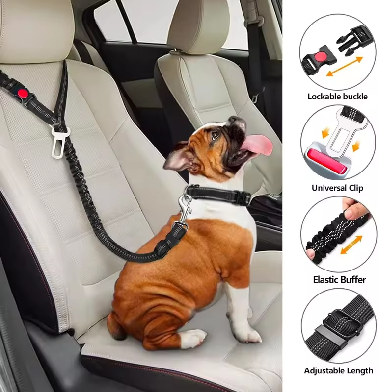 新しいソリッドツーインワン犬ハーネスペットカーシートベルトリーシュ後部座席安全ベルト子猫犬首輪ペットアクセサリー、ペット犬猫シートベルトに調節可能