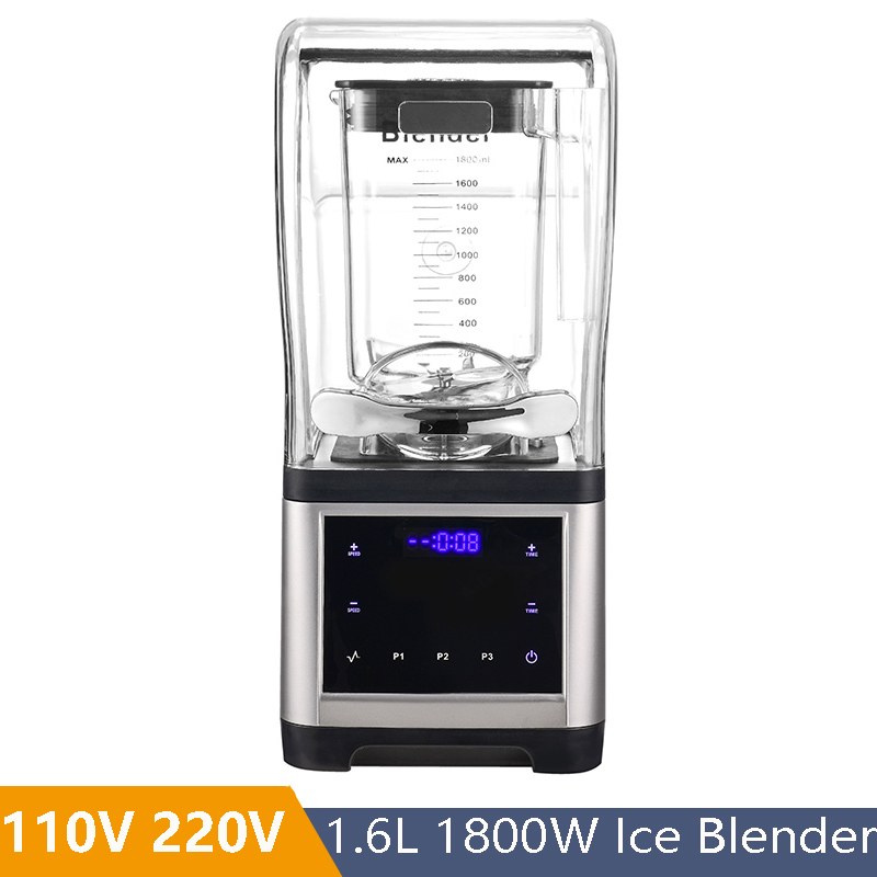 タッチスクリーン制御 110V 220V 防音食品ミキサー 1600 ワットバブルティーショップヘビーデューティ食品ブレンダーアイススムーシスメーカー 1600 ミリリットル