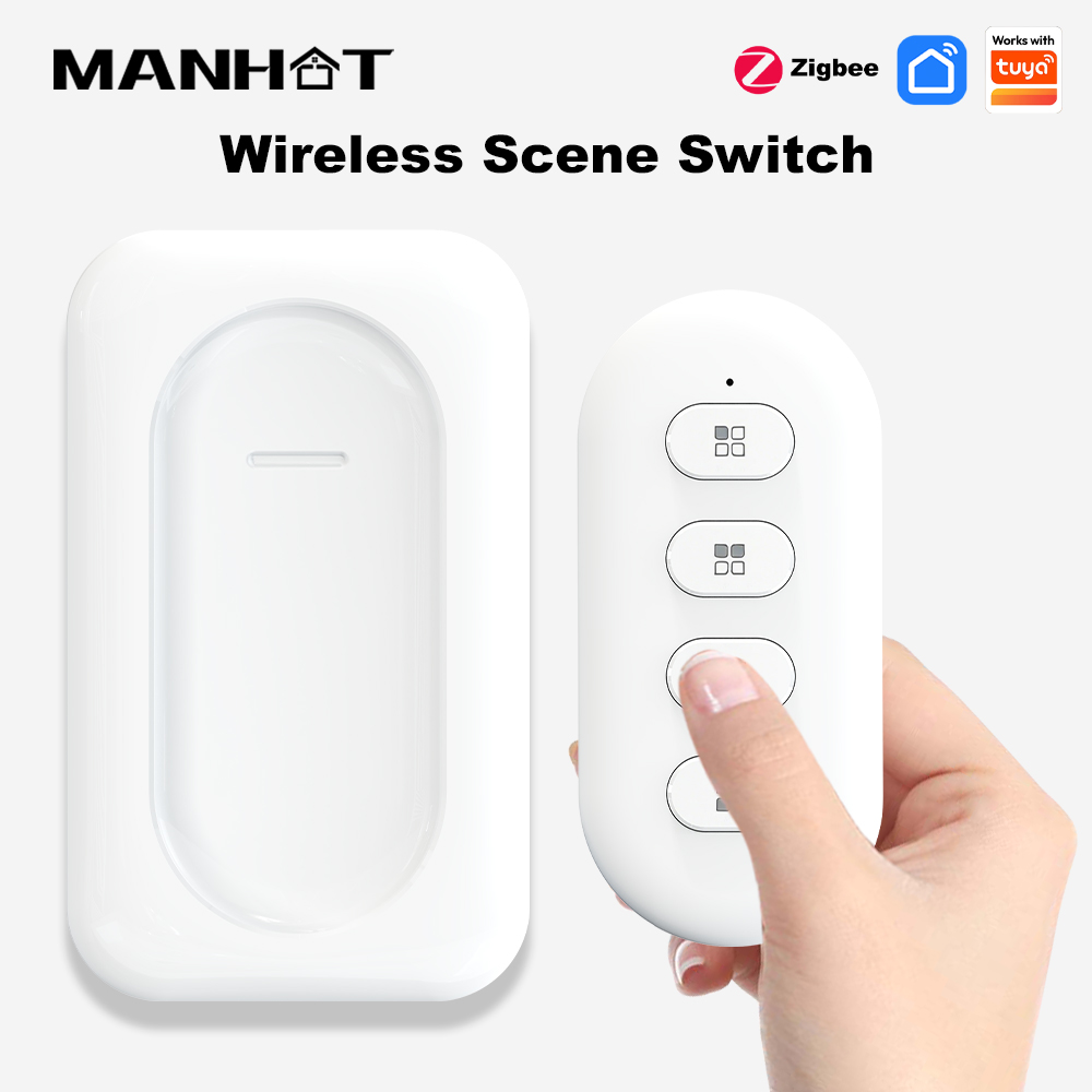 MANHOT Zigbee スマートシーンスイッチ 4 ギャング 12 シーンプッシュボタンスイッチスマートホームオートメーションシナリオスイッチ Tuya で動作