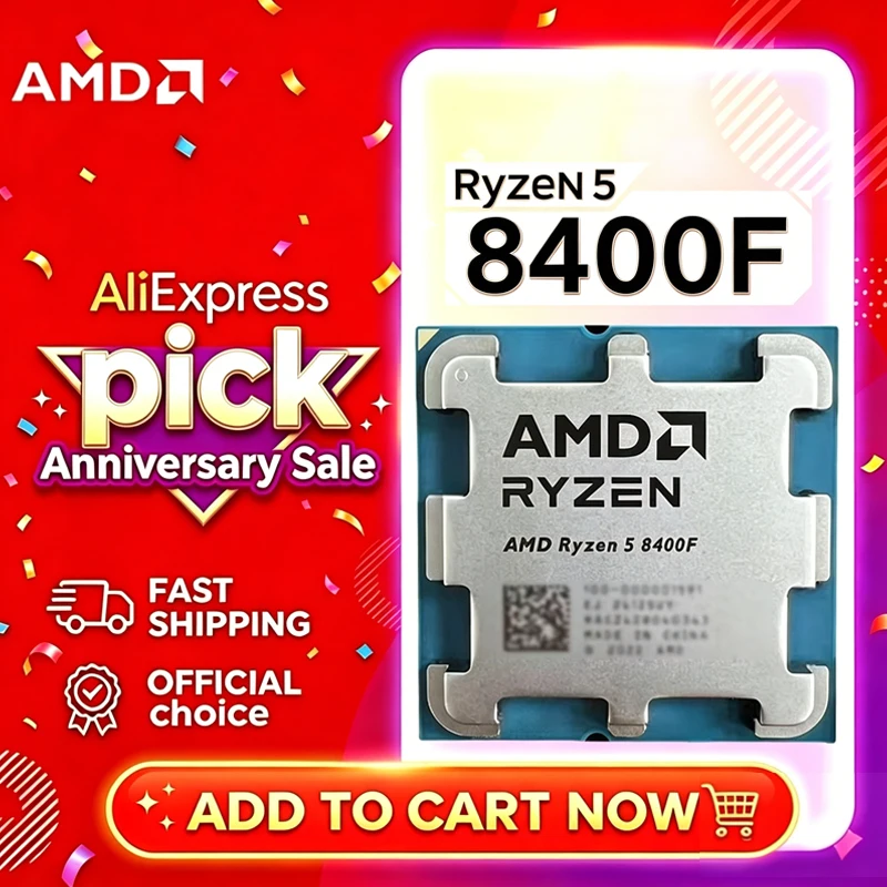 AMD Ryzen 5 8400F R5 8400F Zen4 Phoenix 4nm 6C12T 4.2-4.7GHz 16MB L3 Unlock CPU DDR5 PCIe4.0 AM5 Loose Tray No Cooler