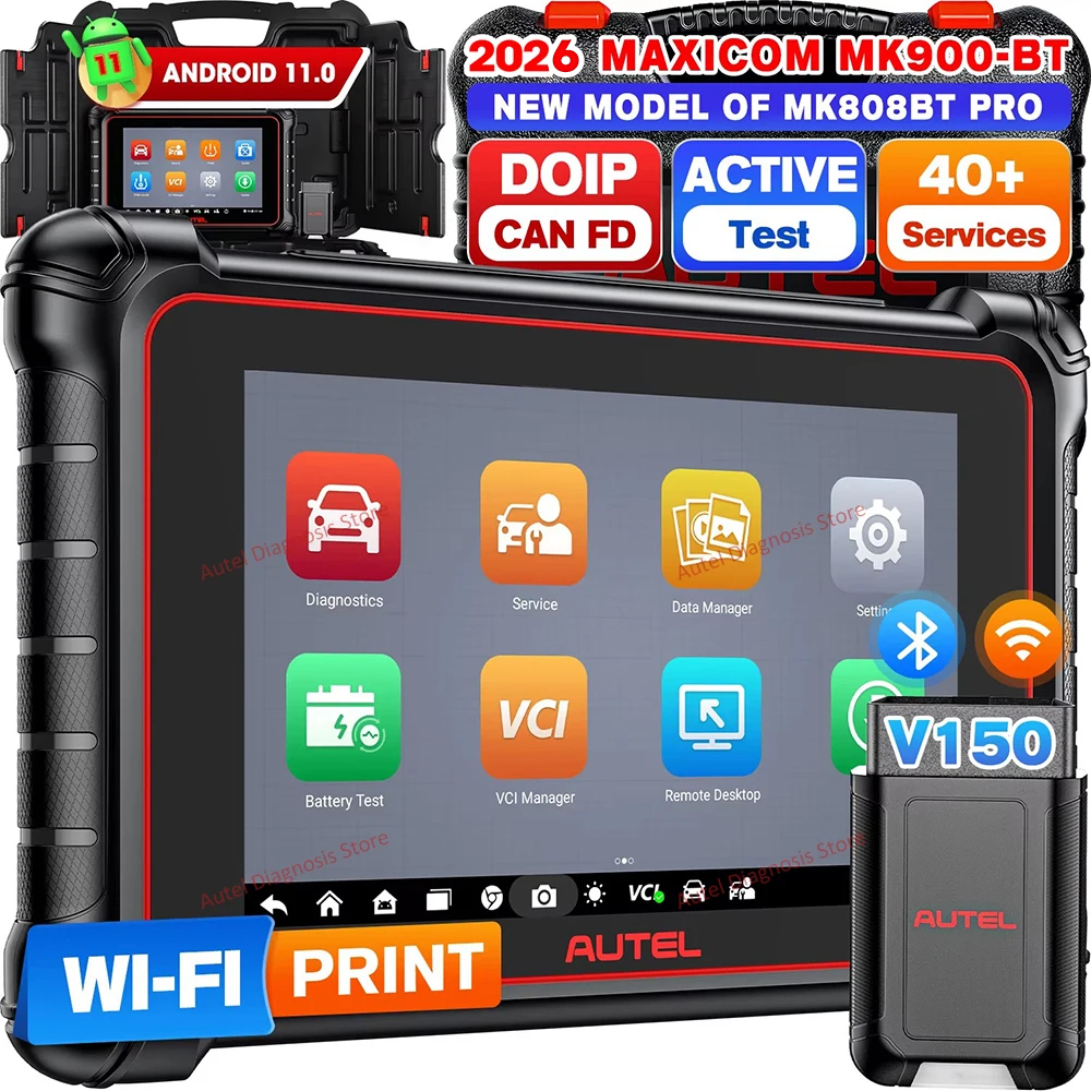 2026 Autel MaxiCOM MK900BT MK900-BT コードリーダー自動車車診断スキャンツール CAN FD/DoIP 自動 OBD2 スキャナ PK MK808K-BT