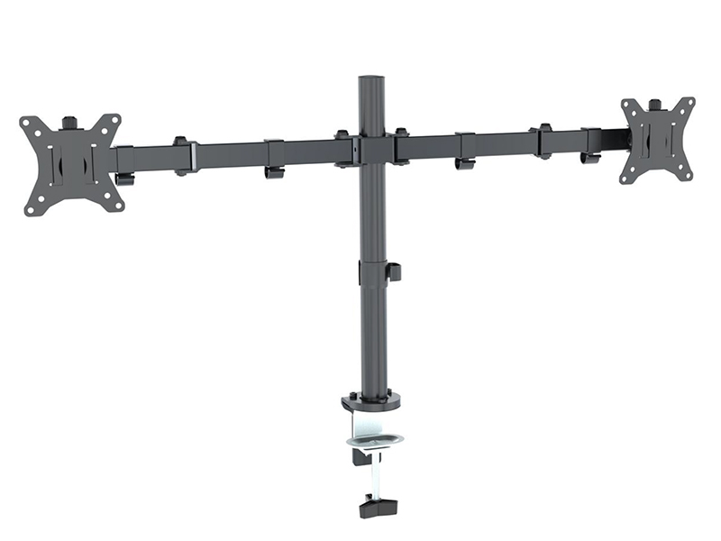C024 デスクトップクランプフルモーション 360 度デュアルモニターホルダースタンド 10 "-27"LCD LED モニターマウントアーム負荷 9.9kg 各ヘッド